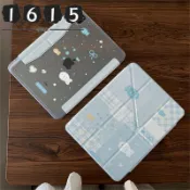 【台灣出貨】Y折+三折ipad殼帶搭扣 拼圖小魚 帶筆槽 適用iPadAir6/5 Air4 10 9 8 7 6Pro
