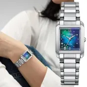 【CITIZEN 星辰】L系列 千彩之海限定 光動能 方形鑲鑽 女錶 手錶 送禮(EW5591-60L)