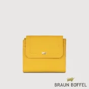 【BRAUN BUFFEL 德國小金牛】台灣總代理 珍妮絲 8卡三折短夾-向日葵黃/BF840-414-SF