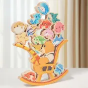 喜挖2店 小熊釣魚平衡串珠積木遊戲玩具桌面遊戲早教益智親子互動疊疊高