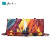 【台灣出貨】【Sarlisi 】泰國珍珠魚長夾 珍珠魚皮錢包 真皮手拿包 時尚鏈帶包 新款晚宴包 女士斜背包