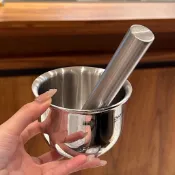 台灣出貨 杵 臼 加厚!18/10不鏽鋼搗蒜器加厚搗碎擂缽家用研磨器藥盅研磨器搗泥器