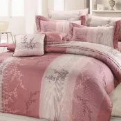 【Prawear 巴麗維亞】精梳棉(六件式兩用被床罩組愛情粉語加大)