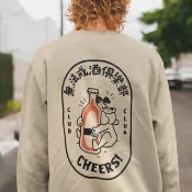 無法戒酒俱樂部 雙面印刷 中性大學T 刷毛 卡其色 聖誕快速出貨