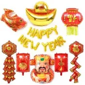 台灣現貨 新年氣球 春節 過年 金元寶 燈籠 福魚 招財進寶 鞭炮 紅包 造型氣球 字母氣球 會場布置 鋁箔氣球