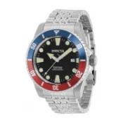 INVICTA 英威塔 紅藍邊框 水鬼潛水錶 自動上鍊機械腕錶 44mm 銀色不鏽鋼錶帶 男錶 39751