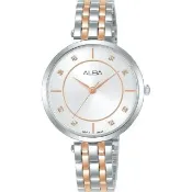 【ALBA】雅柏 簡約晶鑽女錶-玫瑰金x銀/32mm 禮物 送禮 推薦(ARX078X1/Y121-X160KS)