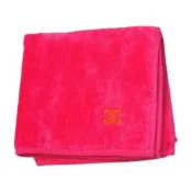 CELINE 經典刺繡圖騰品牌LOGO小方巾(桃紅/橘系/26CM)