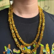 【啊香哥金飾】仿24K 鍍金 雙龍頭幻彩龍骨項鍊 男士沙金龍頭霸氣 貨源批發 高保色經典款