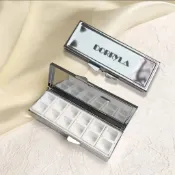 化妝調色盤🌸 美甲調色 美甲工具新款超高顏值鏡面水彩分裝鐵盒12色迷你便攜顏料盒調色盤 分裝調色盒 暈染盤