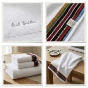 【HOTAI購】【PAUL SMITH】純棉側邊多彩條紋毛巾三件組(白x彩)