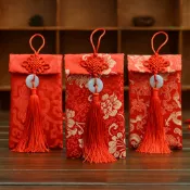 洛陽牡丹 婚慶結婚布藝紅包錦緞紅包新人改口萬元綢布紅包春節拜年壓歲紅包（視頻）