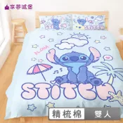 享夢城堡 加碼附童枕 MIT精梳棉床包枕套薄被套兩用被套四季涼被枕頭-史迪奇迪士尼陽光沙灘-台灣製正版授權卡通