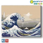 Manto數字油畫DIY【神奈川沖浪裏】台灣製-釘好內框套組 日本花海歐洲風景 成人減壓藝術 兒童啟蒙玩