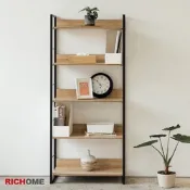 【RICHOME】 里斯特3D木紋五層架(咖啡色)