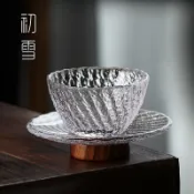 協貿國際日用品生活3館 仿宋中式斗笠小茶杯帶托盤品茗杯喝茶專用杯個人茶具套裝玻璃杯子