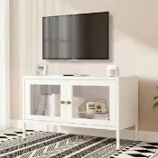 【ONE HOUSE】鋼鐵職人碳鋼簡約耐重收納櫃 80寬雙門-55CM高腳(鋼化玻璃櫃門/展示櫃/書櫃/儲物櫃)