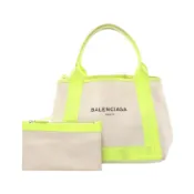 【DOKODEMO】【二手】巴黎世家 (Balenciaga )手提包 海軍藍 Cabas S 碼 339933NATURAL/螢光黃帆布皮革 海軍藍 Cabas S 女款 二手 B