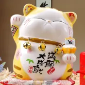 台灣現貨【金石工坊】 馬卡龍波士桃花貓(高14CM)招財貓 開店送禮 開業禮品 陶瓷開運擺飾 撲滿存錢筒