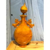 《精選》檜木扁瓶聚寶盆 檜木雙貔貅聚寶盆 納福 一體成型 聞香瓶 油線優美 招財旺運 雙龍瓶 聚氣品香