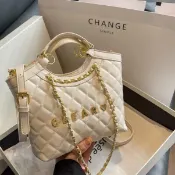 胖胖美依 單肩包  斜挎包 手提包 女士包  新款小香風包包百搭菱格鏈條斜挎托特包通勤外出小拎包001