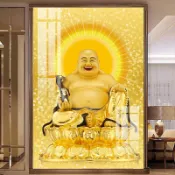 協貿國際日用品生活3館 十字繡金身大肚彌勒佛新款線繡簡單手工佛像小幅滿磚5d鉆石畫