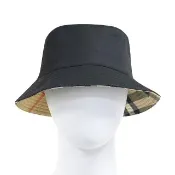 【BURBERRY 巴寶莉】BURBERRY純棉雙面格紋漁夫帽(黑)