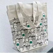 [晴空塔の男]starbucks 星巴克 帆布包 米黃色 大容量 A4 水桶包 單肩 環保袋 北美限定手提袋