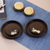 協貿國際日用品生活3館 黑檀木壺承干泡臺茶盤壺托壺墊實木原木圓形家用茶托茶墊茶具配件