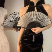 小扇子單面摺扇古典中國風舞蹈女士夏季摺扇漢服古裝竹製古風摺扇