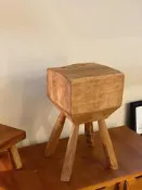 🌲自然原木 百年風化老柚木敦厚方塊椅凳 墊高增高花檯 休閒椅【更美歐洲傢飾古董老件Amazing House】台南