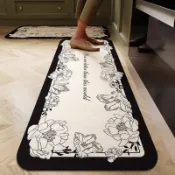 可客製 輕奢花朵 廚房地墊 吸水地墊 速乾 防滑耐 髒 易打理 長條 大尺寸 脚踏墊 矽藻土地墊 珪藻土軟地墊 止滑