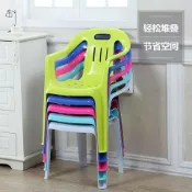 寓偉 家用加厚塑料餐椅 戶外商用餐椅 沙灘扶手椅子 餐椅 椅子 居家椅 休閒椅 餐桌椅 牛角椅 休閒椅 讀書椅 塑膠椅 書桌椅