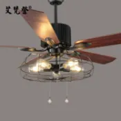 生活軌道 【復古工業風】吊扇燈 風扇燈 LED吊燈 木葉吊扇 遙控風扇燈 美式餐廳燈 客廳吊燈 臥室燈 鐵藝復古 三色調光 靜音節能
