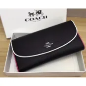 「現貨」COACH美國outlet款 女士翻蓋荔枝紋牛皮長夾/手拿包