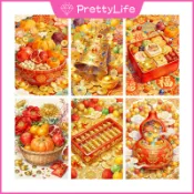 [PL]Fruit Fu Wealth 5D DIY 鑽石畫/數字油畫水晶十字繡全圓形鑽石馬賽克鑽石刺繡套件水鑽家居裝飾