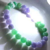 極品7.9mm~大顆粒！正宗緬甸.陽綠+紫藥水.翡翠（紫羅蘭）「天然翡翠a貨」手串（可代開台證）不議價！「鐵J-007」