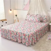 全球選品1館 生活百貨 田園風小碎花全棉床裙單件純棉少女心180x200防塵防滑席夢思床罩