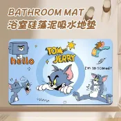 昕購商鋪 48H出貨貓和老鼠卡通浴室地墊衛生間吸水防滑速干腳墊耐臟玄關入戶門墊