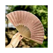 (店+)拾光良品 不染。芷墨天然麻質自然質感古樸折扇簡約小眾素雅純色空白扇子