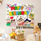 【台灣現貨｜呆の嚴選】蠟筆小新生日掛布 生日佈置 party 慶生 用品 生日 背景布 派對 裝飾 生日快樂