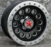 RED STAR品牌4X4精品JIMNY吉米專用鋁圈16吋5孔139.7 8J ET0中心孔110黑車邊