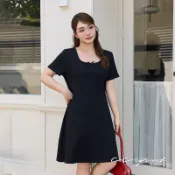 CCGIRL中大尺碼 蝴蝶結小性感露背設計♡優雅小公主方圓領洋裝－適XL～5L《20846》中大尺碼女裝洋裝