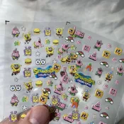 甜柚｜卡通可愛海綿寶寶派大星5D美甲貼紙浮雕高顏值兒童貼手機貼平板貼