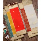 (店+)迷你小掛軸 小號卷軸 古風毛筆手寫書畫 10*36CM 蠟染空白迷你小卷軸 半生熟宣 禪意書法小掛軸