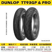 台中潮野車業 DUNLOP 登路普 TT93 100/90-12 高性能半熱熔胎