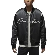 【NIKE 耐吉】JORDAN MVP JACKET 王嘉爾同款 男款 黑色 灰銀色 刺繡 緞面 棒球外套 限量(HF9298-045)