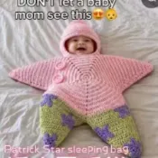 🌟派大星嬰兒睡袋手工鉤織材料包🧶免運 DIY 海星 新生兒 針織包被 寶寶連帽 可愛 實用 親膚 柔軟 送朋友 熱門推薦
