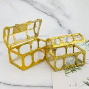 HareD [Hare.D]現貨 金框透明百寶箱 迷你百寶箱 黃金箱 蛋糕 插牌 蛋糕裝飾 生日派對 甜點裝飾 烘培裝飾