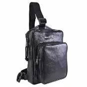 【Balenciaga 巴黎世家】簡約LOGO小羊皮三用單肩包後背包胸口包(黑)